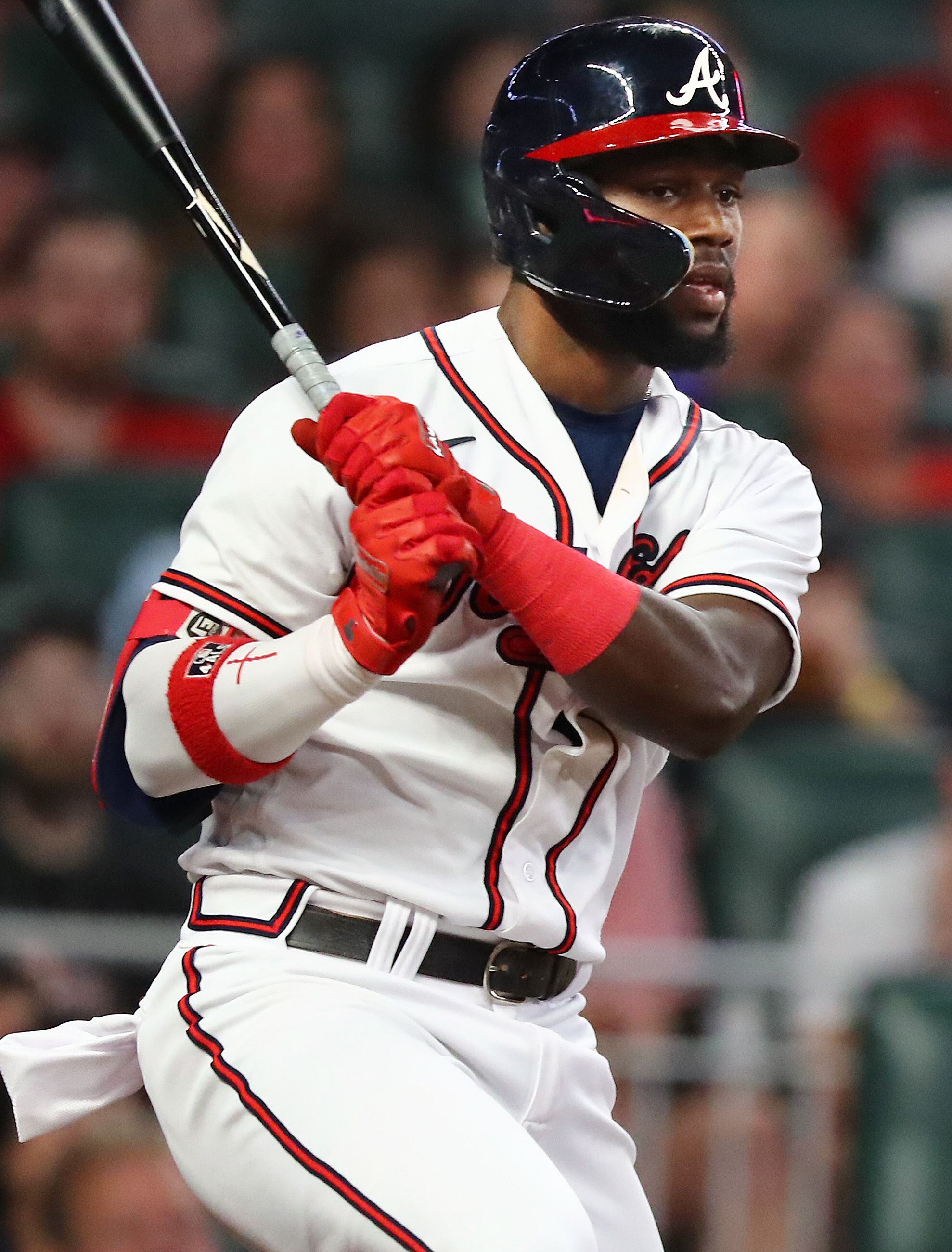 Atlanta Braves center fielder Michael Harris II (23) waits for the pitch  during a MLB regular season game against the Pittsburgh Pirates, Sunday,  June Stock Photo - Alamy