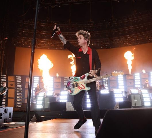 Green Day brought their Saviors Tour to Truist Park on Wednesday, August 28, 2024. Opening acts were Smashing Pumpkins, Rancid, The Linda Lindas and Paradox.. 
Robb Cohen for the Atlanta Journal-Constitution