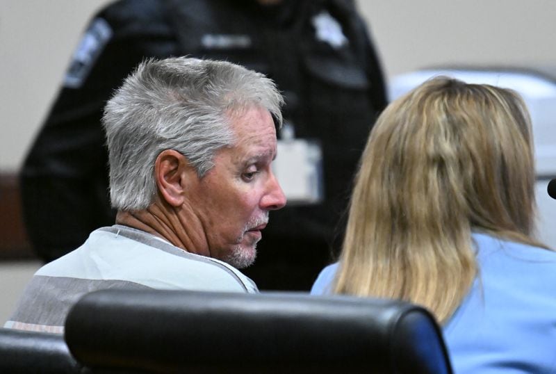 Colin Gray, father of Colt Gray, sits during his first appearance before Barrow County Superior Court Judge Currie Mingledorff at Barrow County Courthouse Superior Court, Friday, September 6, 2024, in Winder. The 14-year-old Colt Gray accused of fatally shooting two teachers and two students this week at Apalachee High School and his father made their first appearances in court Friday. (Hyosub Shin / AJC)