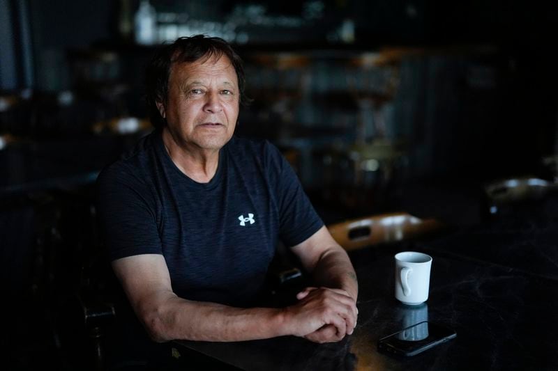 Churchill Mayor Mike Spence, a member of the Cree First Nation, poses for a portrait, Monday, Aug. 5, 2024, at the Seaport Hotel in Churchill, Manitoba. (AP Photo/Joshua A. Bickel)