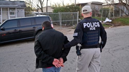 Federal immigration authorities arrested hundreds of unauthorized immigrants across the country in February  as part what they called “targeted enforcement operations.” ICE has also been employing another tactic that has drawn far less attention: Waiting for their targets to come to them.  BRYAN COX/U.S. Immigration and Customs Enforcement.