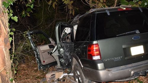 Police said a 16-year-old driver with a learner's permit lost control of this SUV and smashed into a tree.