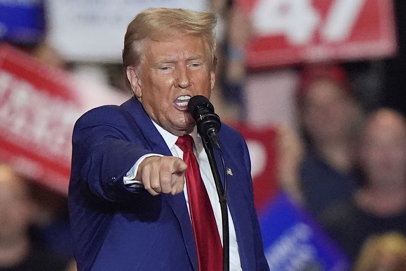 Republican presidential nominee former President Donald Trump, speaks during a campaign event, Wednesday, Sept. 18, 2024, in Uniondale, N.Y. (AP Photo/Frank Franklin II)