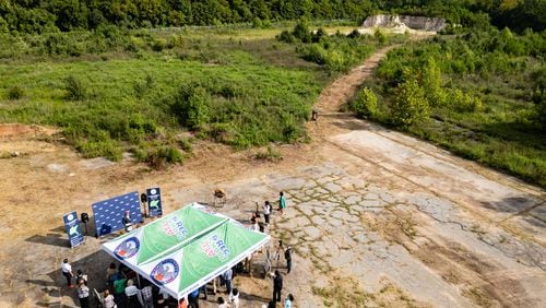 The EPA hosts a news conference at the site of the Chattahoochee Brick Company in Atlanta on Wednesday, August 14, 2024. (Seeger Gray / AJC)