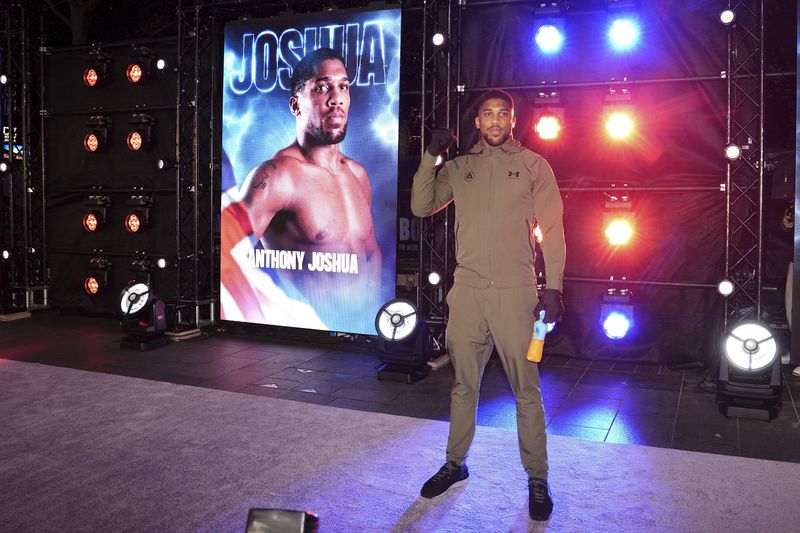 British boxer Anthony Joshua arrives at the Odeon Luxe Leicester Square, London, Tuesday Sept.17, 2024. (Bradley Collyer/PA via AP)