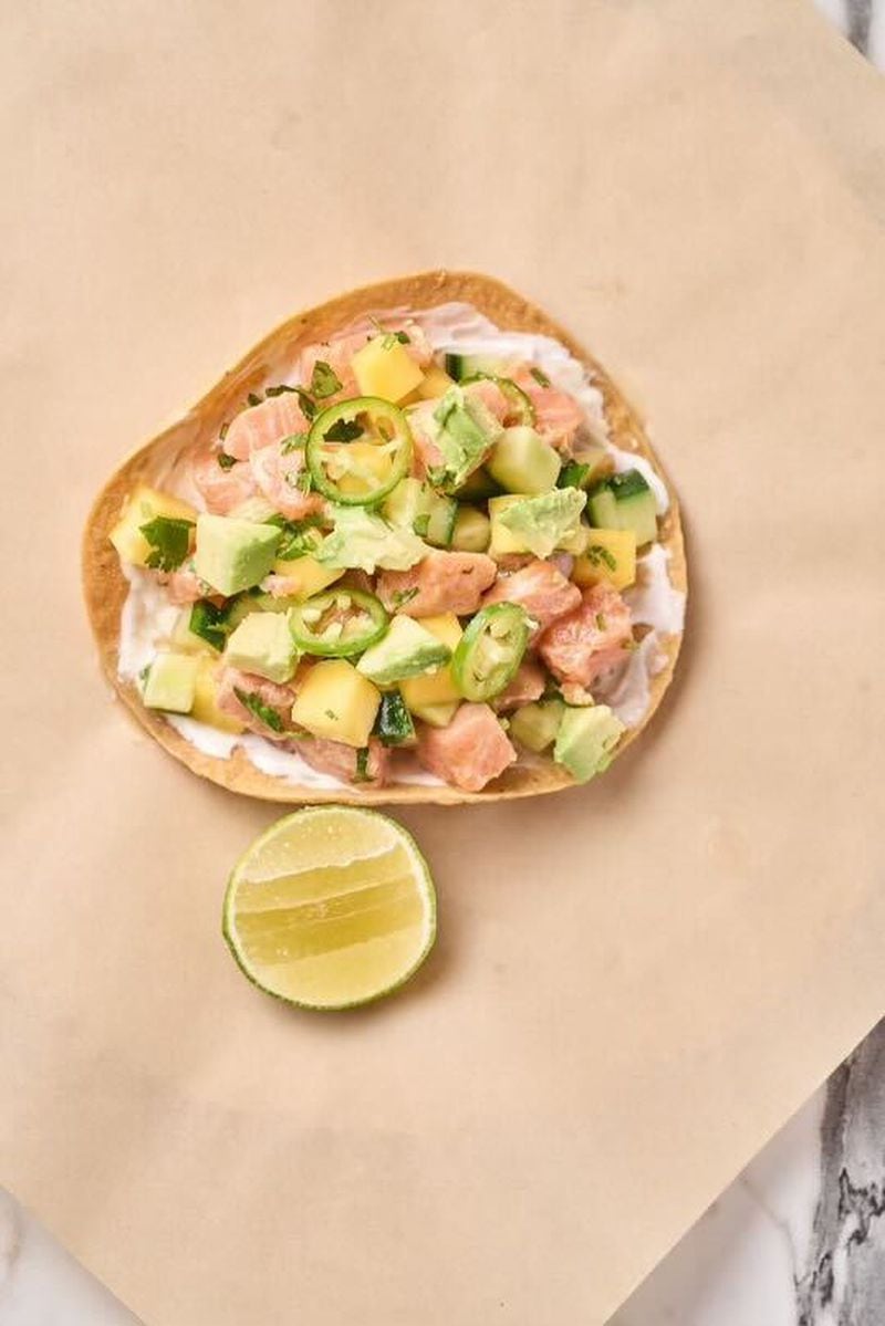 The salmon ceviche tostada is on the menu at El Gordo in the Uptown Atlanta development. / Courtesy of El Gordo