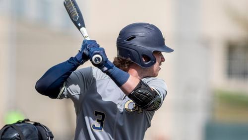 Georgia Tech freshman leftfielder Jake DeLeo recorded the team's first 5-for-5 game since 2019 (Tristin English) in the Yellow Jackets' 11-4 win over Virginia Tech in Blacksburg, Va., April 18, 2021. (Dave Knachel/Virginia Tech Athletics)