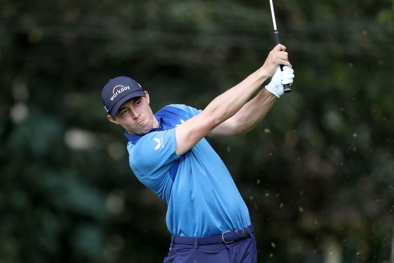 Matt Fitzpatrick tees off on the second hole during the first round of the Tour Championship at East Lake Golf Club, Thursday, August 25, 2022, in Atlanta. (Jason Getz / Jason.Getz@ajc.com)