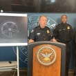 Atlanta police Chief Darin Schierbaum (left) speaks during a press conference about street racing on Sunday afternoon.