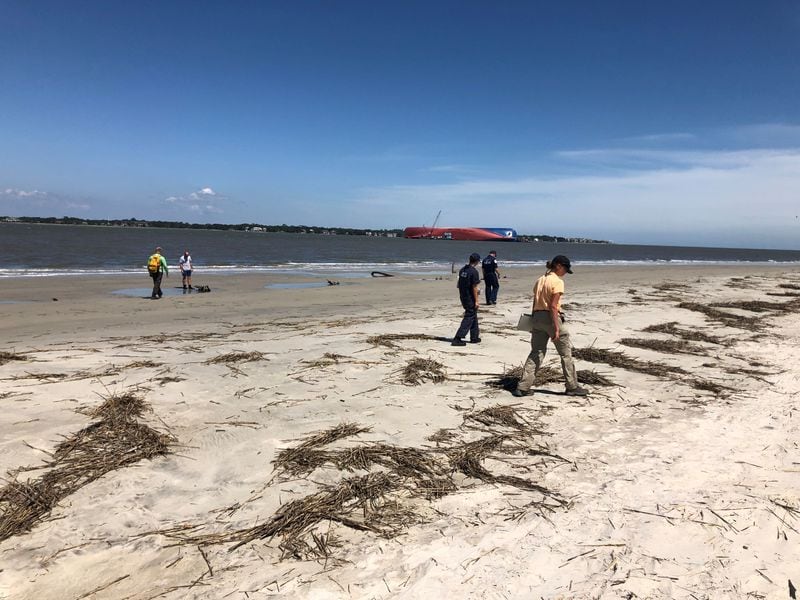 A shoreline assessment team attached to the St. Simons Sound Incident Unified Command surveys Driftwood Beach at Jekyll Island, Sept. 16, 2019. The team covered roughly 7 miles of coastline and discovered no pollution.