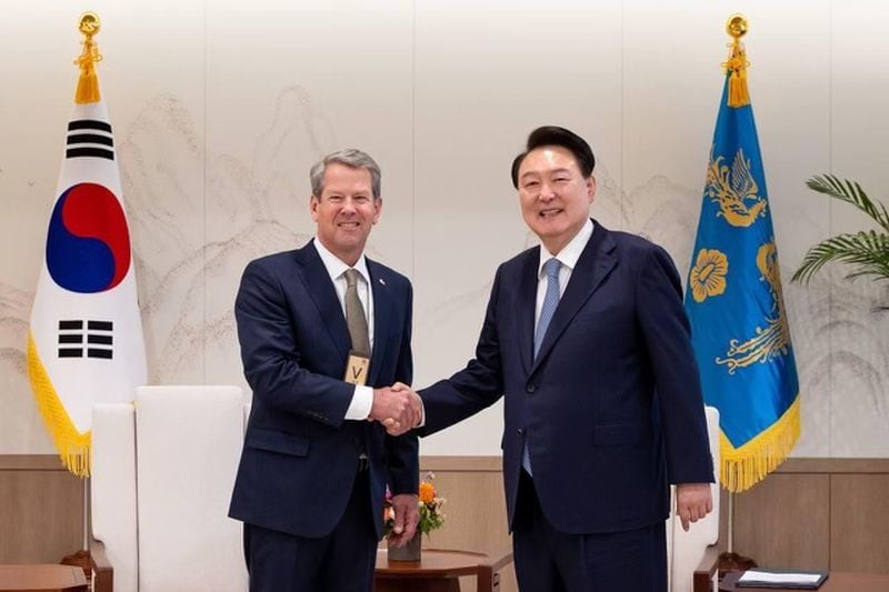 Gov. Brian Kemp met with South Korean President Yoon Suk Yeol during a trade mission to South Korea on Tuesday, June 18. (Courtesy, file)