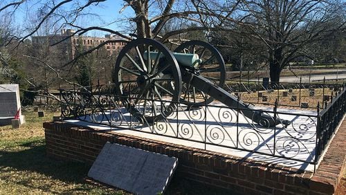 THE LITTLE CANNON (Marietta Confederate Cemetery): We'll let the carving by this cannon tell the story: “This little cannon served at the Georgia Military Institute from 1852 to 1864, then went into the Confederate Army, was captured on Sherman's March to the Sea, 1864-1865, was held as a trophy of war until 1910, when it was returned by the United States government to the Confederate Cemetery at Marietta Georgia.”