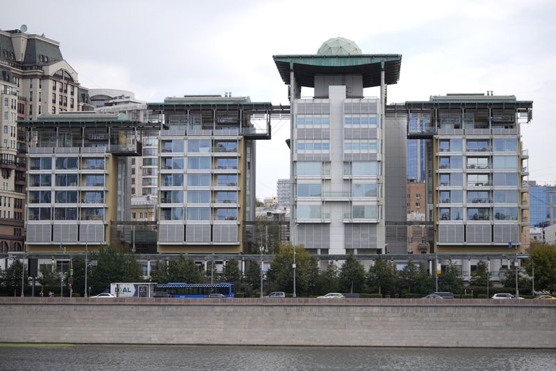 A view of the British Embassy building in Moscow, Russia, Friday, Sept. 13, 2024. (AP Photo)