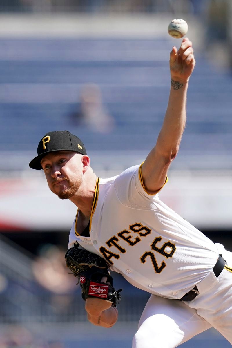 Pittsburgh Pirates starting pitcher Bailey Falter delivers during the fifth inning of a baseball game against the Miami Marlins, Wednesday, Sept. 11, 2024, in Pittsburgh. (AP Photo/Matt Freed)