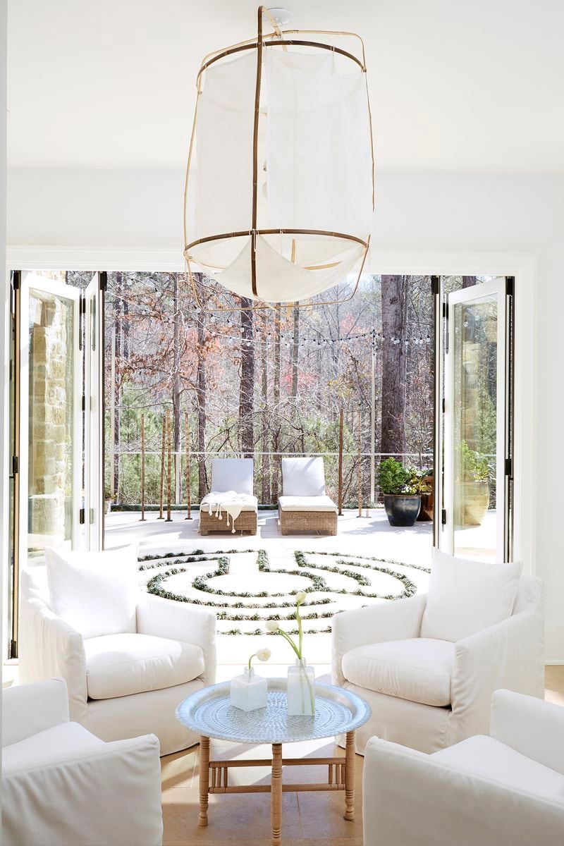This Serenbe home's wellness space was designed by Jillian Pritchard Cooke and Jessica Garcia at the interior design firm DES-SYN, using Cooke's Wellness Within Your Walls sustainability principles. Photo: Courtesy of Mali Azima