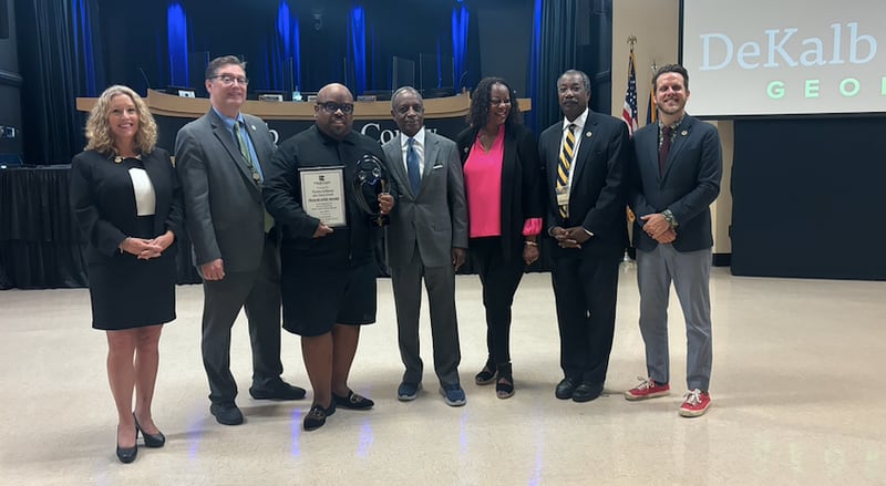 DeKalb County Commissioners awarded CeeLo Green, third from left, with its highest civilian award, the W.W. King Bridge Builder Award, for his contributions to the musical industry on June 25, 2024.