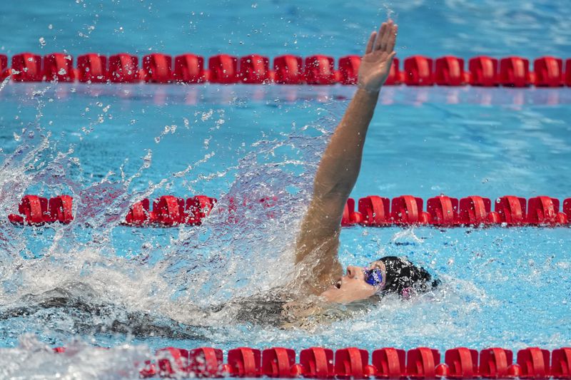 Regan Smith swims during the Women's 200 backstroke finals Friday, June 21, 2024, at the US Swimming Olympic Trials in Indianapolis. (AP Photo/Darron Cummings)