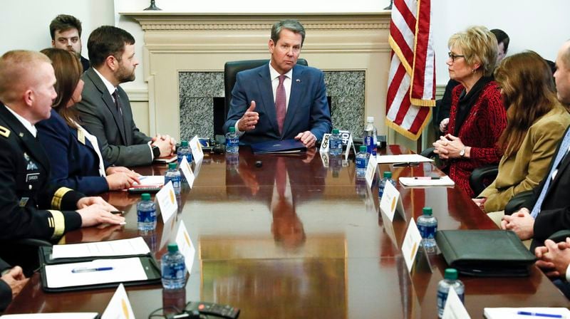 Governor Brian Kemp addresses the newly formed Governor’s Coronavirus Task Force on Feb. 28, 2020. An AJC investigation of 15,000 pages of emails has found that Kemp’s administration was slow to act on early warnings about the pandemic’s severity. (Bob Andres / robert.andres@ajc.com)