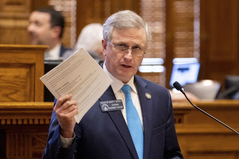 FILE - Georgia Sen. Marty Harbin, R-Tyrone, speaks before the state Senate inside the state Capitol in Atlanta, Feb. 27, 2024. (Arvin Temkar/Atlanta Journal-Constitution via AP, File)