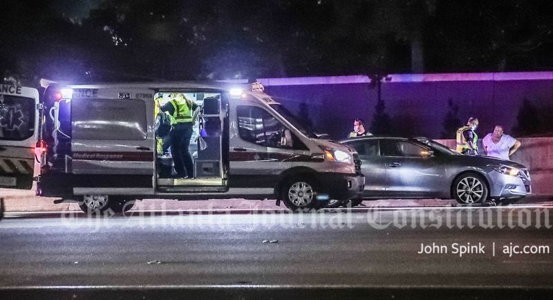 Multiple ambulances were at the scene of a wreck on I-85 North at North Druid Hills Road that was blocking lanes during the Tuesday morning commute.