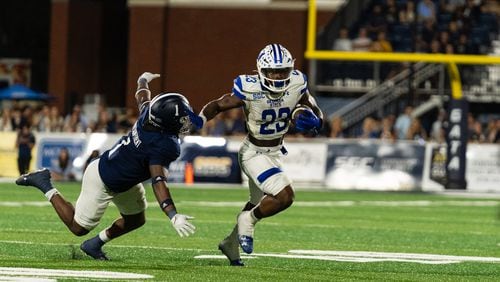 Marcus Carroll rushed 28 times for 208 yards and two touchdowns in Georgia State's 44-27 loss to Georgia Southern, Sept. 26, 2023, in Statesboro