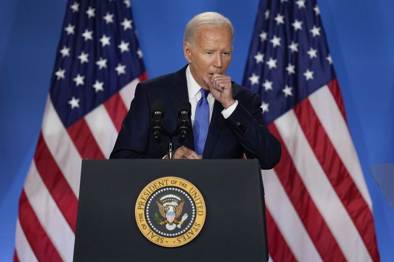 President Joe Biden speaks at a news conference following the NATO Summit in Washington, Thursday, July 11, 2024. (AP Photo/Matt Rourke)