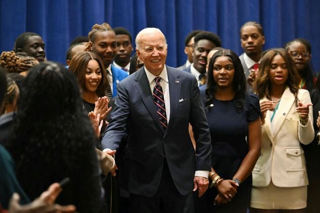 President Biden greets honor students from HBCUs after delivering remarks at the 2024 National HBCU Week Conference in Philadelphia on September 16, 2024. (PHOTO COURTESY OF ANDREW CABALLERO-REYNOLDS/AFP/Getty Images)