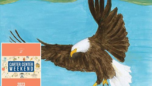 President Jimmy Carter's 2013 oil painting of a bald eagle over a body of water sold for $225,000 at the Carter Center's annual auction this past weekend.