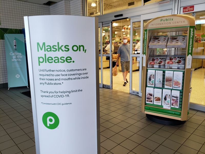 Publix stores are among major retailers in metro Atlanta that have recently set requirements for customers to wear masks in stores. MATT KEMPNER / AJC