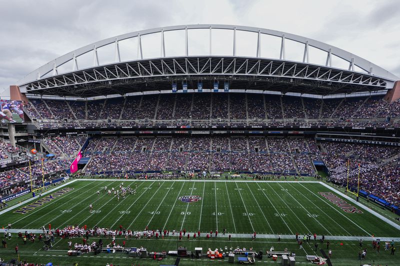 A general view of Lumen Field as Washington State plays Washington during the first half of an NCAA college football game, Saturday, Sept. 14, 2024, in Seattle. (AP Photo/Lindsey Wasson)