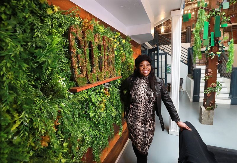 Jasmine Crowe, founder of Goodr, at her environmentally themed offices promoting Feed More Waste Less on Monday, Jan. 27, 2020, in Atlanta. CURTIS COMPTON / CCOMPTON@AJC.COM