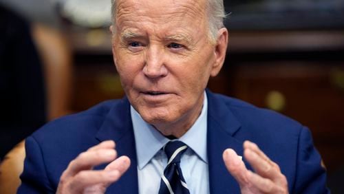 President Joe Biden delivers remarks on the federal government's response to Hurricane Helene and preparations for Hurricane Milton in the Roosevelt Room of the White House, Tuesday, Oct. 8, 2024, in Washington. (AP Photo/Evan Vucci)