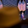 FILE - A supporter listens as Republican presidential nominee former President Donald Trump speaks during a campaign event, Sept.12, 2024, in Tucson, Ariz. (AP Photo/Alex Brandon, File)