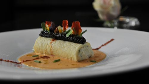 Siberian sturgeon caviar, French omelet and sauce nantua from Restaurant Eugene. (Beckysteinphotography.com)