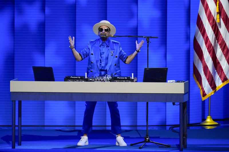 DJ Cassidy speaks during Roll Call at the Democratic National Convention Tuesday, Aug. 20, 2024, in Chicago. (AP Photo/J. Scott Applewhite)