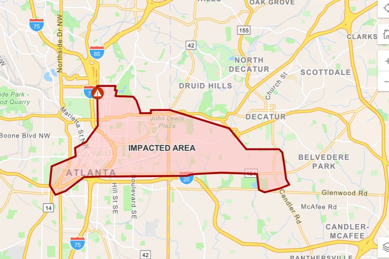 A map of the water boiling area published by the authorities on Monday evening.