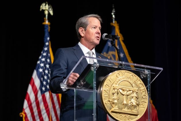 Georgia Governor Brian Kemp withdrew his endorsement Monday of North Carolina Lt. Gov. Mark Robinson, that state's GOP candidate for governor. (Ben Hendren for the Atlanta Journal-Constitution)