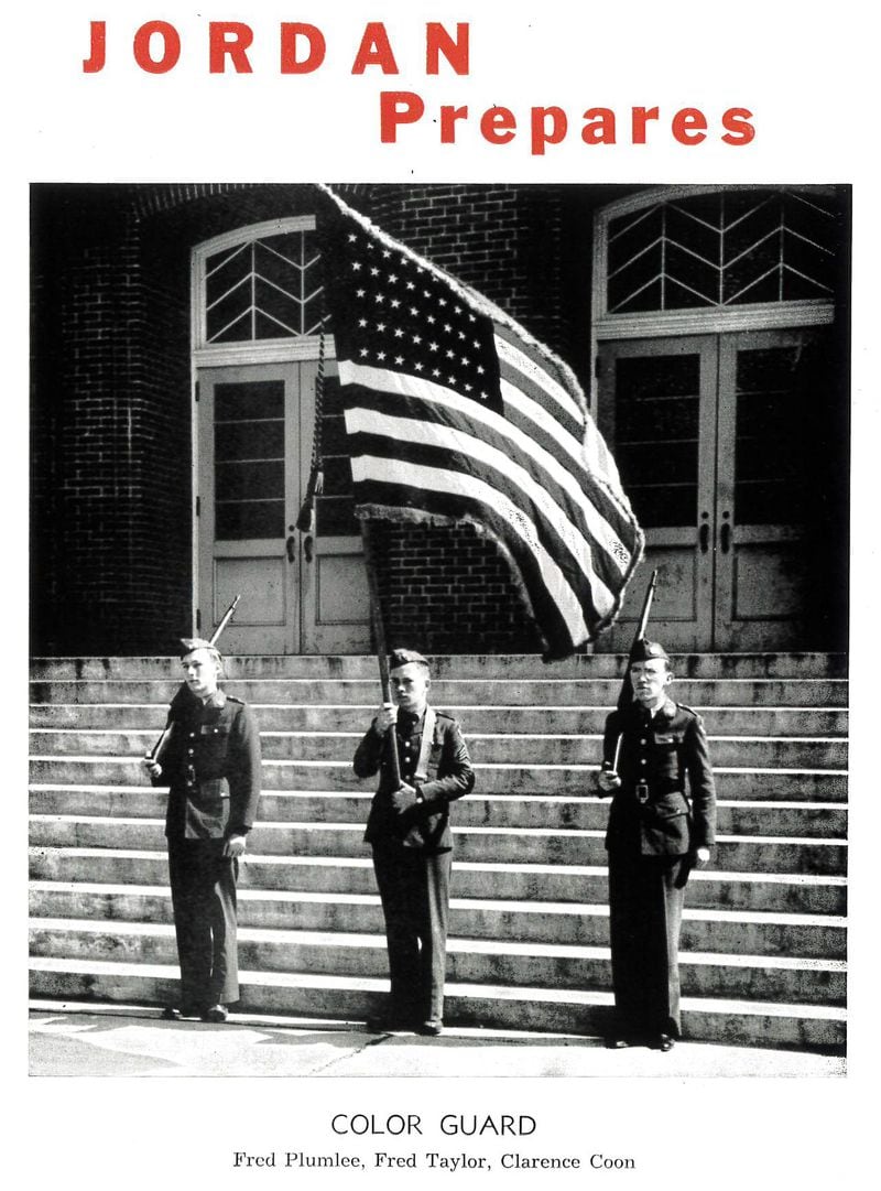 Fred Plumlee, left, in the Jordan Vocational High School College and Career Academy ROTC color guard. (Courtesy)