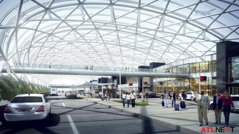 A rendering of the canopies under construction at Hartsfield-Jackson