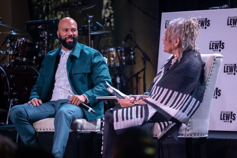 Rapper Common participates in a “Good Trouble Talk” with Charlayne Hunter-Gault at the John and Lillian Lewis Foundation’s inaugural gala on May 17th, 2022 in Washington, DC. (Nathan Posner for the Atlanta Journal-Constitution) 