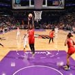 Tina Charles (31) of the Atlanta Dream rebounds the ball during the game against the Phoenix Mercury on Sept. 3, 2024 at Footprint Center in Phoenix, Arizona.