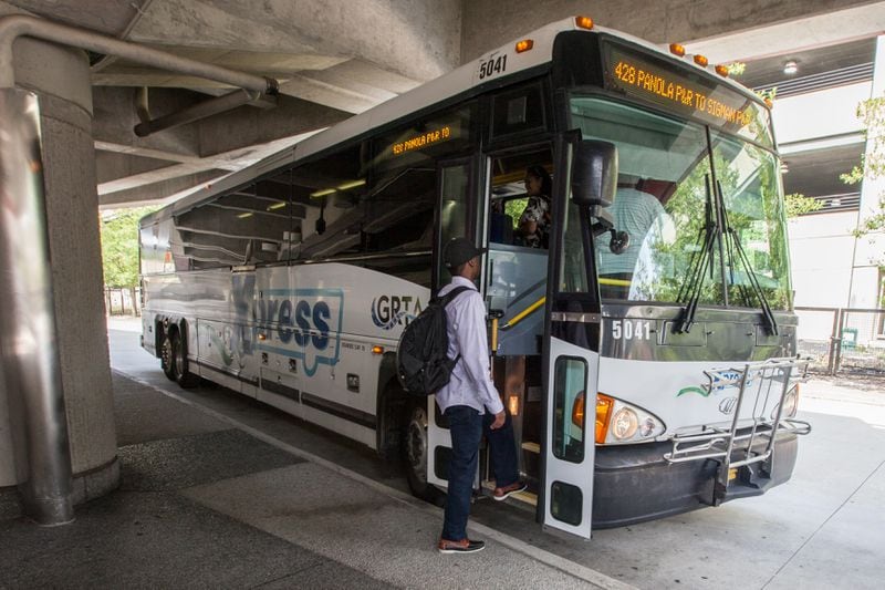 An Xpress bus at the Dunwoody MARTA station.