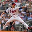 Atlanta Braves pitcher Charlie Morton throws in the first inning of a baseball game against the Kansas City Royals, Sunday, Sept. 29, 2024, in Atlanta. (AP Photo/Jason Allen)