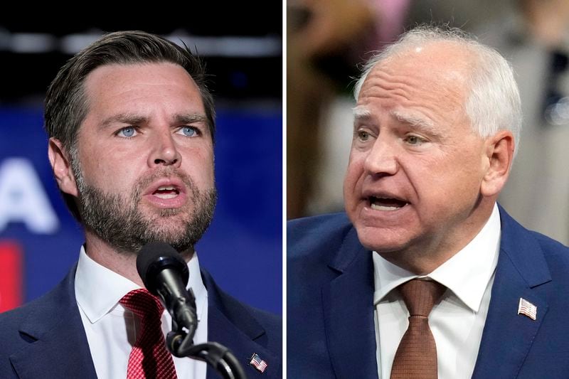 Republican vice presidential nominee JD Vance (left) and Democratic vice presidential nominee Tim Walz.