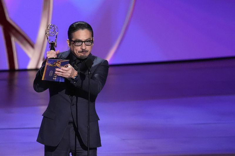 Hiroyuki Sanada accepts the award for outstanding lead actor in a drama series for "Shogun" during the 76th Primetime Emmy Awards on Sunday, Sept. 15, 2024, at the Peacock Theater in Los Angeles. (AP Photo/Chris Pizzello)