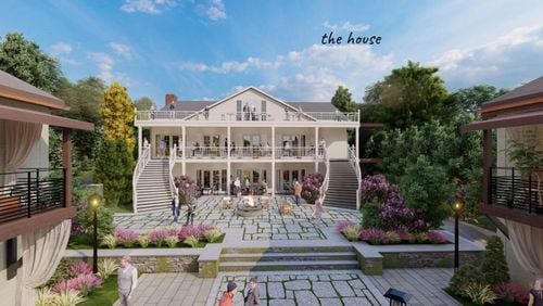 Construction is underway to transform a historic antebellum-style mansion in downtown Roswell into a partially exclusive club with restaurants and a boutique hotel. Courtesy Hugo Posh Investments