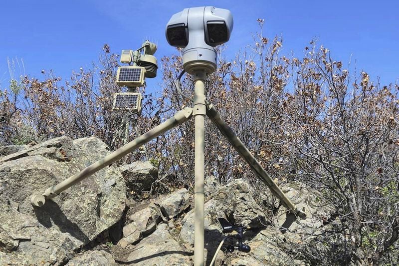 FILE - This image provided by Emily Taylor shows the weather station and camera setup, which are part of the Cal Poly research and community service initiative, Project RattleCam, in northern Colorado, in May 2024. (Emily Taylor/Project RattleCam via AP, File)