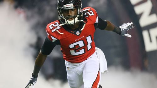 112113 ATLANTA: Desmond Trufant takes the field to play the Saints during the first half of their NFL "Thursday Night Football" game on Nov. 21, 2013, in Atlanta. CURTIS COMPTON /staff CCOMPTON@AJC.COM