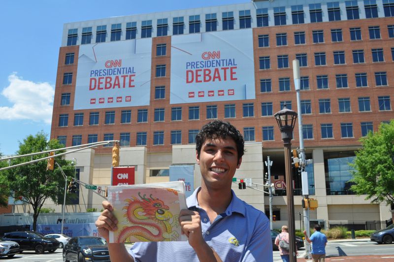 Alec Grosswald, a third-year mechanical engineering student at Georgia Tech who is from Alpharetta, is covering the debate today for his student newspaper, the Technique. Photo courtesy of Walker Hardesty