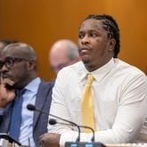 Atlanta rapper Young Thug appears during his ongoing gang and racketeering trial at Fulton County Courthouse in Atlanta on Wednesday, January 3, 2024. (Arvin Temkar / arvin.temkar@ajc.com)